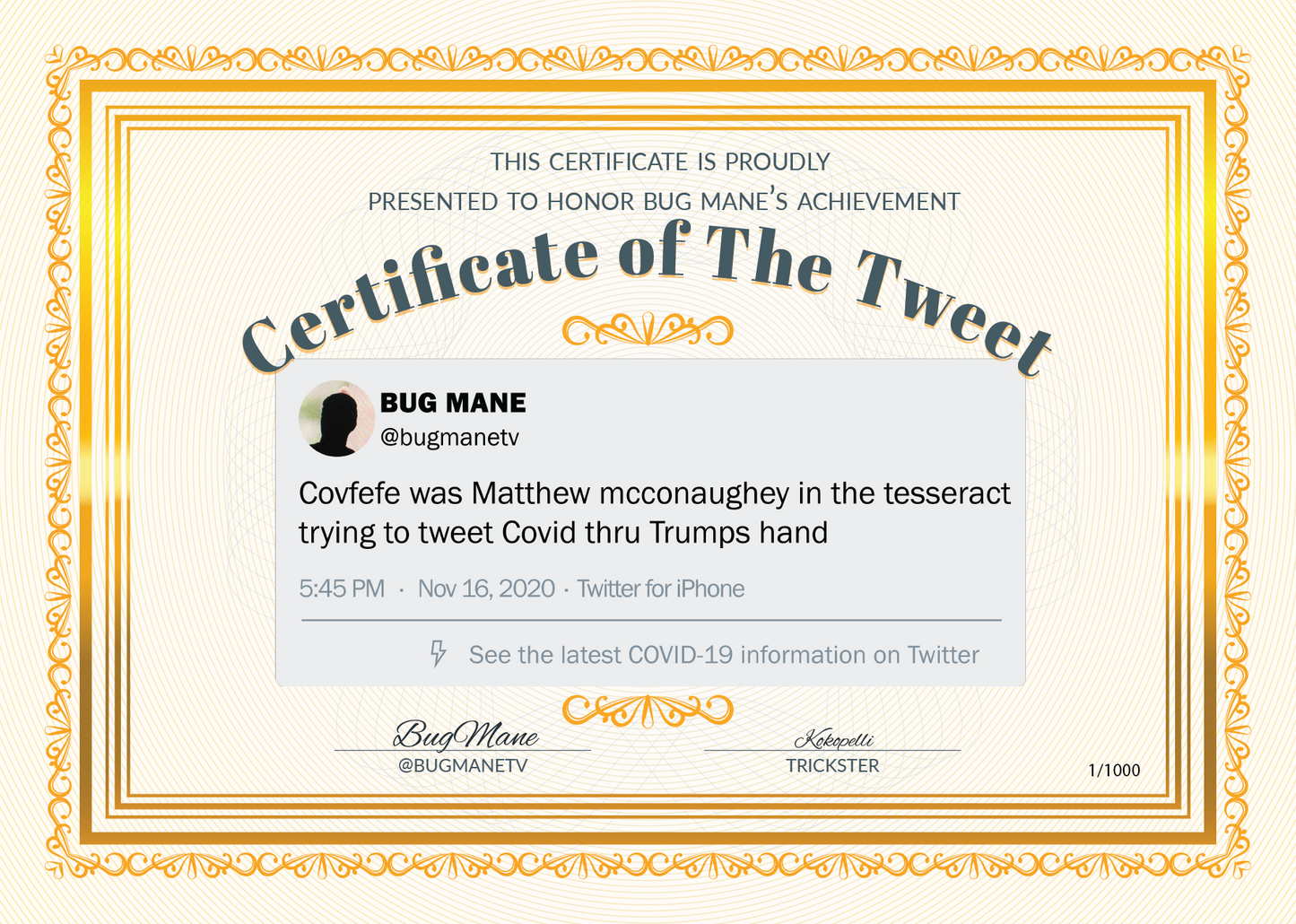 The Tweet Certificate
