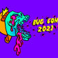 skull wearing backwards hat with the words bug con 2022 coming out of open jaw