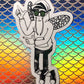 sticker of drawing of bug mane wearing hoodie with wings