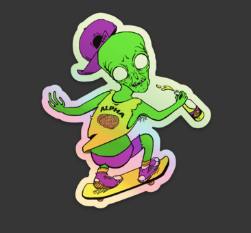 Uncle 2 Uncle Alien Sticker HOLOGRAPHIC!